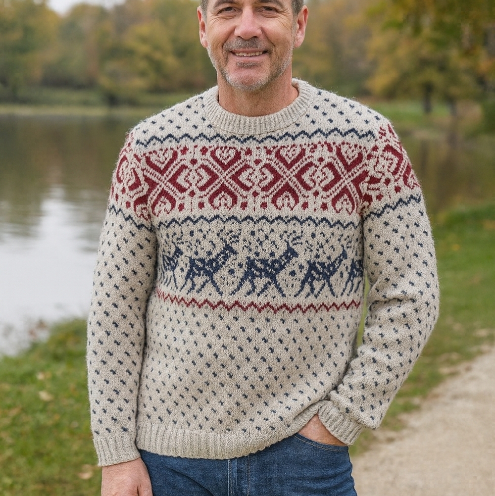 Joseph Horne Outfitters wool blend crew neck buck sweater cabin cottage …